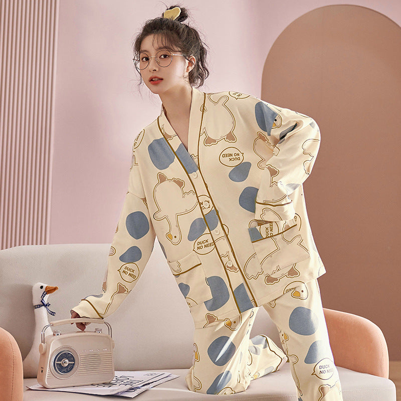 Cartoon Cotton-Like Pajamas Set