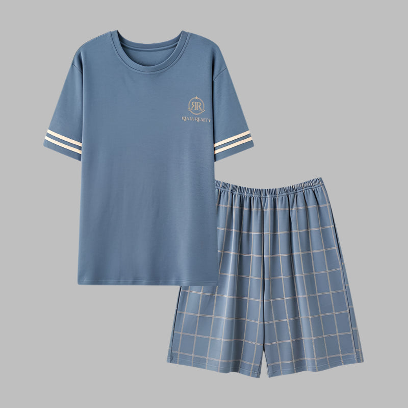 Men’s Summer Cotton Pajama Set – Wear Outside Too
