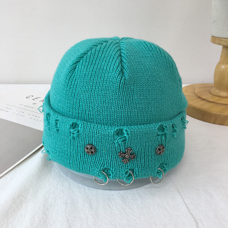Unisex Korean Ring-Ripped Wool Hat – Autumn/Winter Knitted Melon