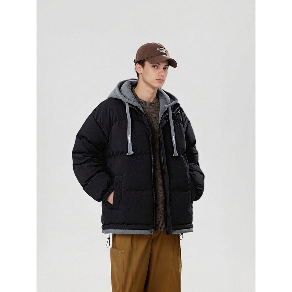 Men’s Korean Style Fake Two-Piece Winter Cotton Jacket
