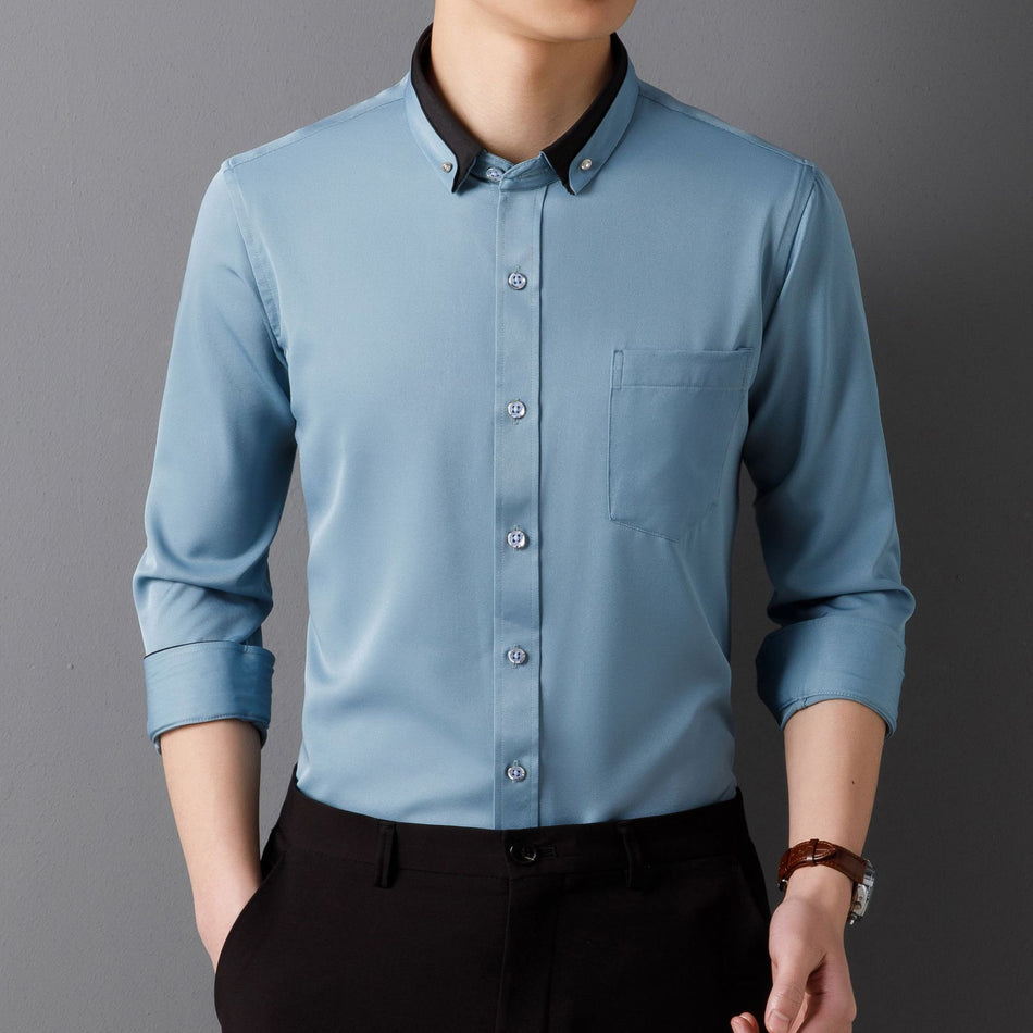 Men's Non-Iron Diamond Button Shirt – Business Casual