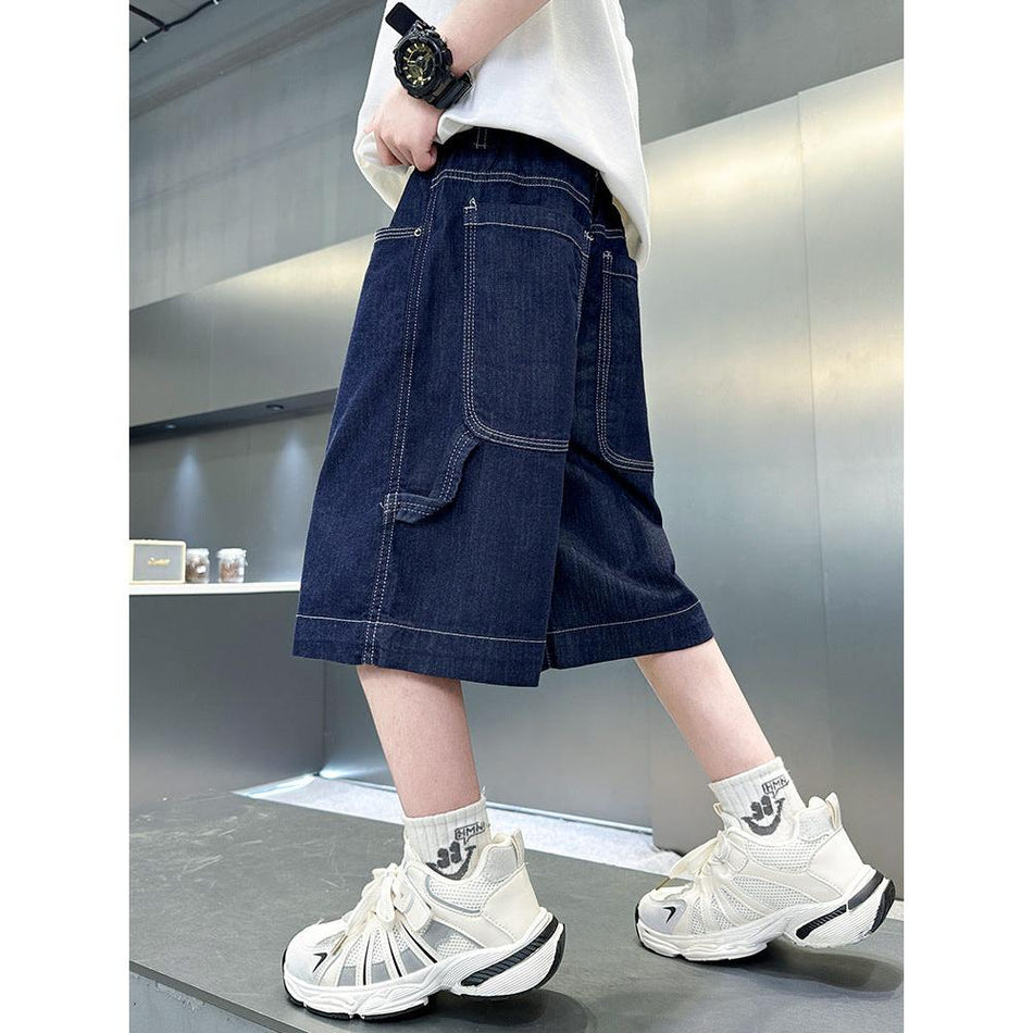 Boys Trendy Ripped Denim Mid Length Shorts for Older Kids XL