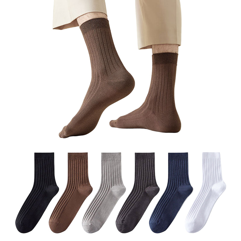 (6-Pack)- Mens Cotton Contrast Socks – Spring & Autumn Style