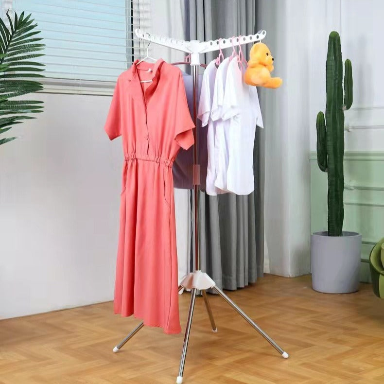 Folding Drying Rack – 360° Rotatable Travel & Balcony Clothes