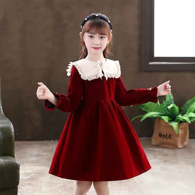 Girls Student Princess Dress Spring Autumn Winter Style