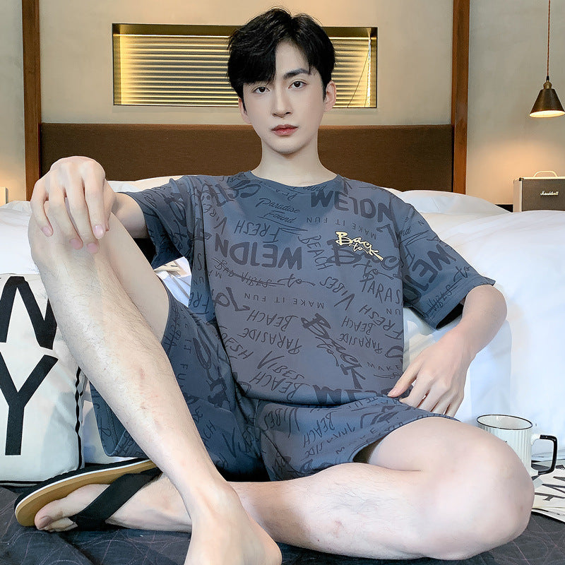 Pure Cotton Men’s Pajamas – Summer Short Sleeve & Shorts Set