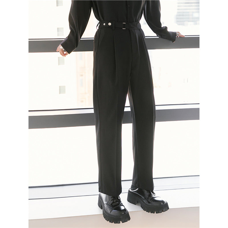 High-End Black Straight-Leg Dress Pants for Men, Naples Trendy