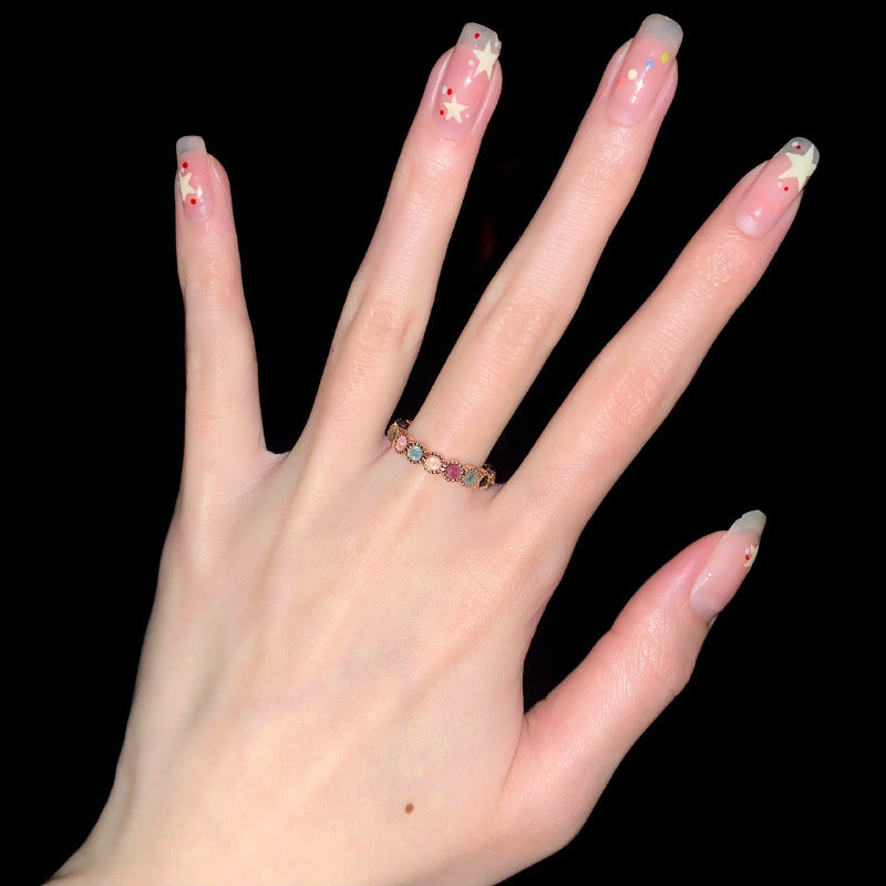 Tourmaline Rainbow Adjustable Ring for Women – Trendy Style