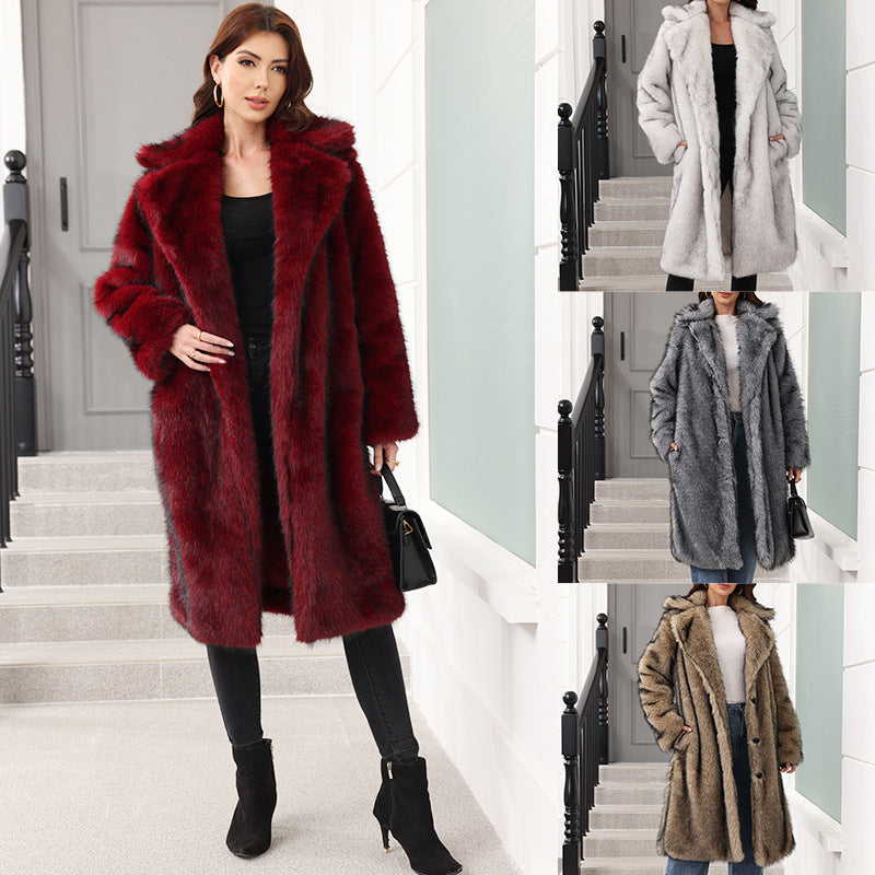 INSTOCK-Long Imitation Fur Coat