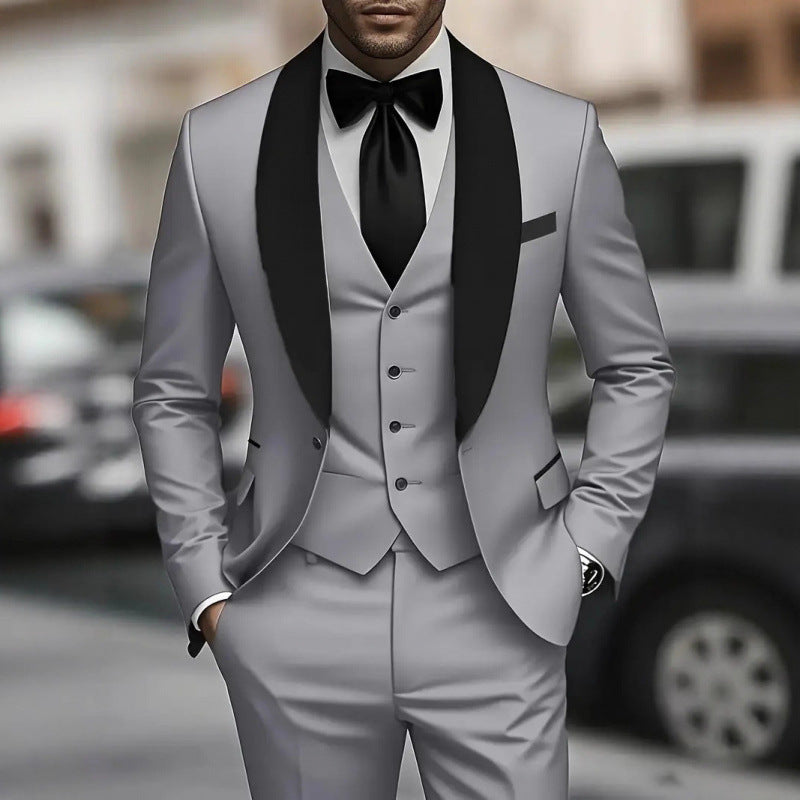 Men’s Korean Slim Three-Piece Suit Wedding Groomsmen
