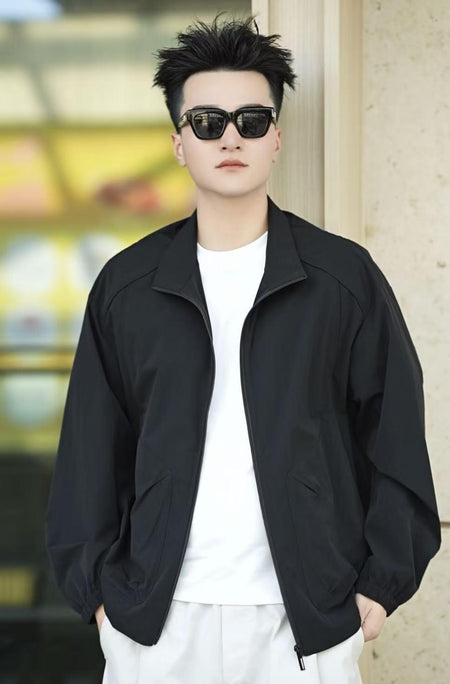 Men's UPF50+ Lightweight Breathable Sun Protection Jacket in Black