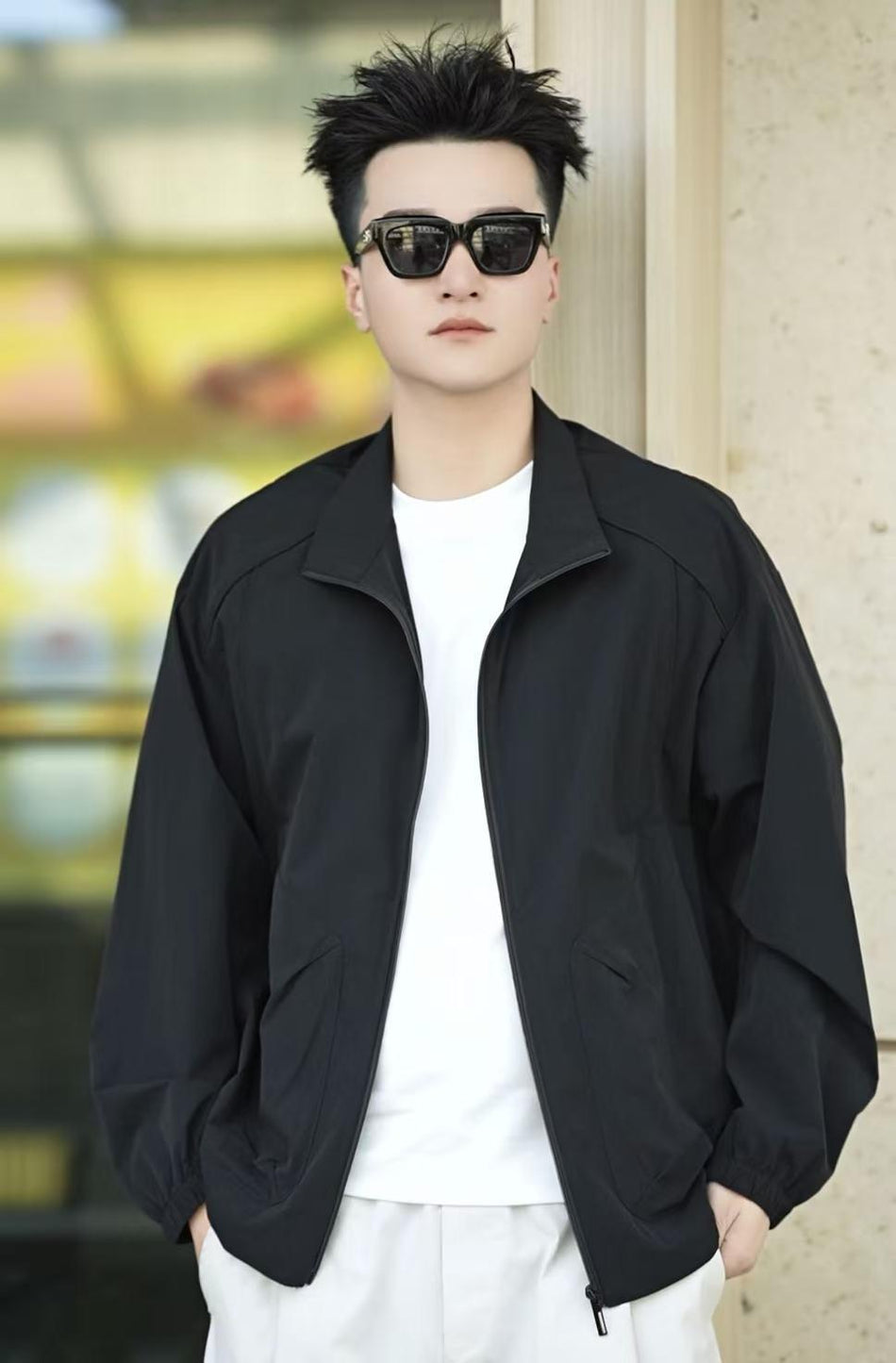 Men's UPF50+ Lightweight Breathable Sun Protection Jacket in Black
