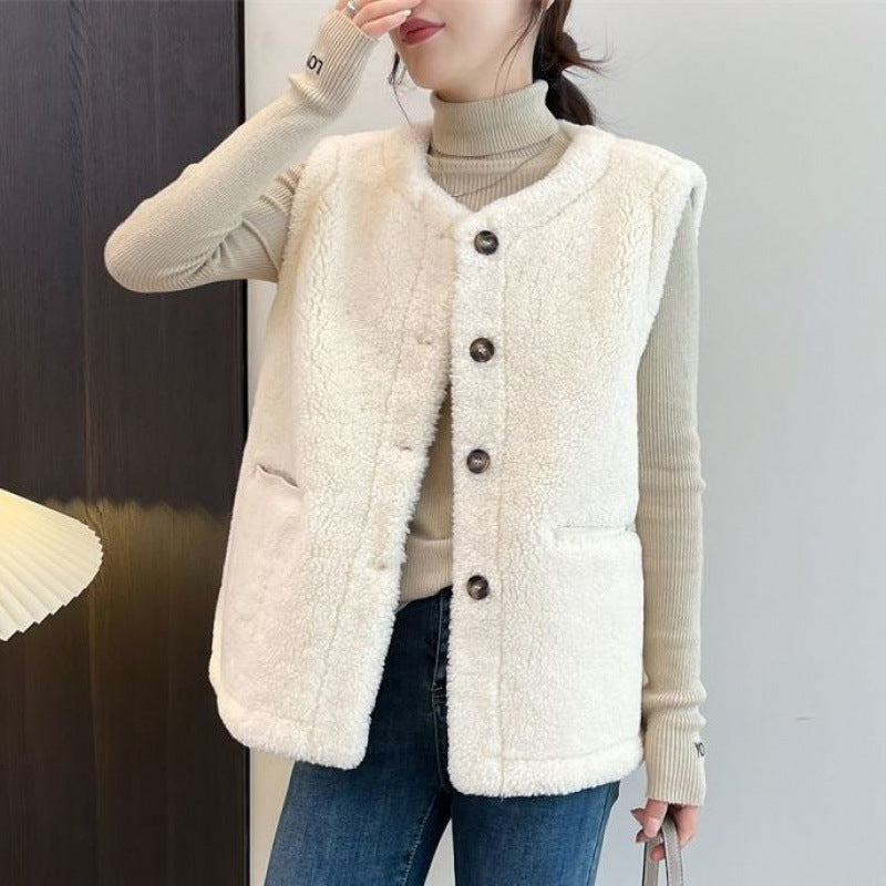 STOCK-Vintage Loose Lamb Wool Coat