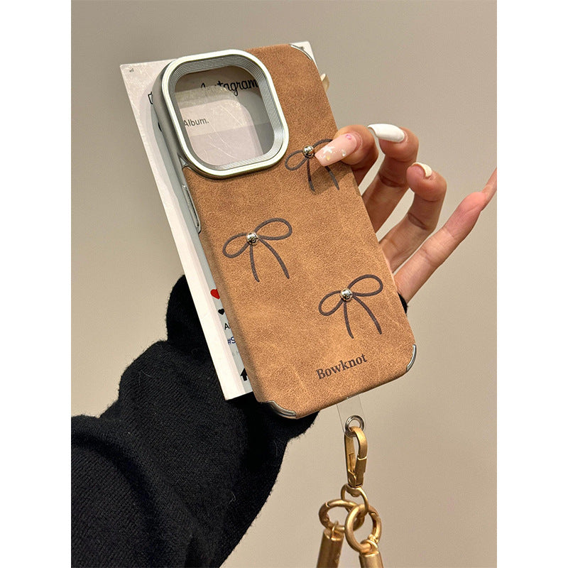 INSTOCK- Vintage Leather Brown Bow Case for iPhone Series