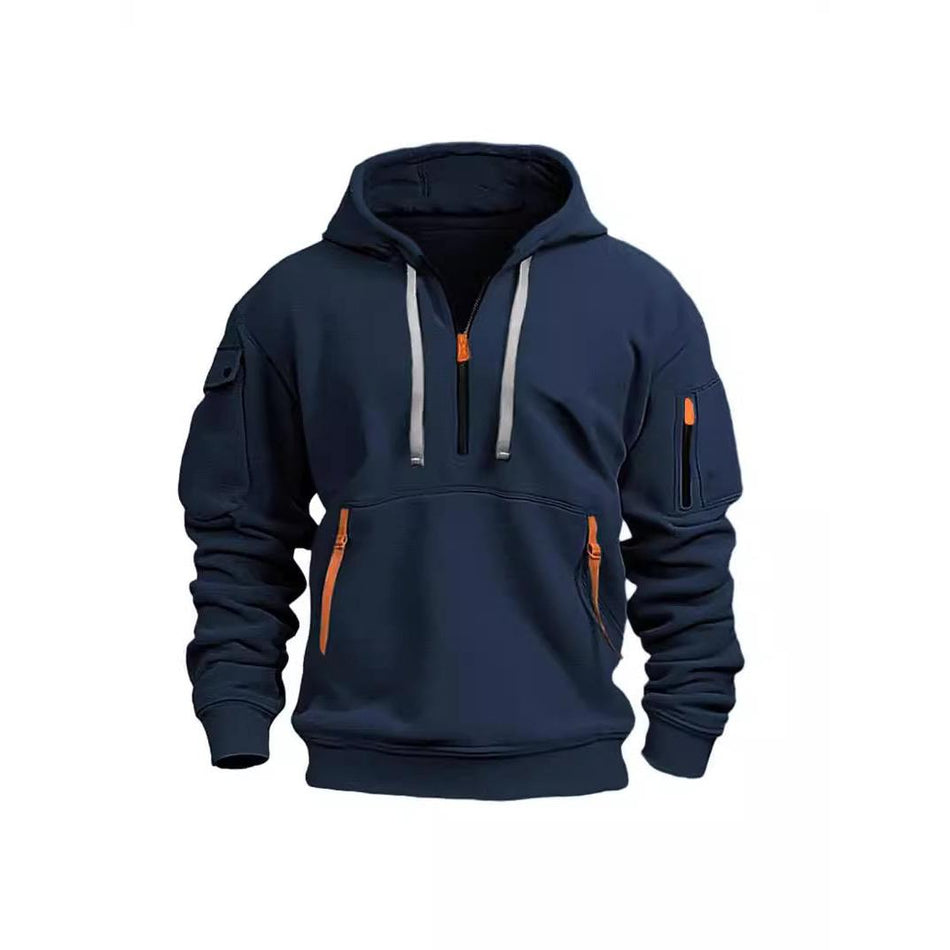 Men’s European-Style Hoodie – Spring-Autumn Multi-Pocket Jacket