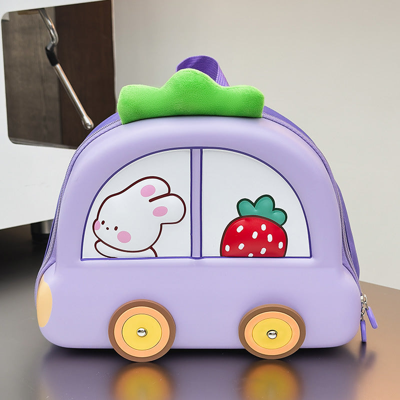 Kids Cartoon Car Backpack | Lightweight Eggshell