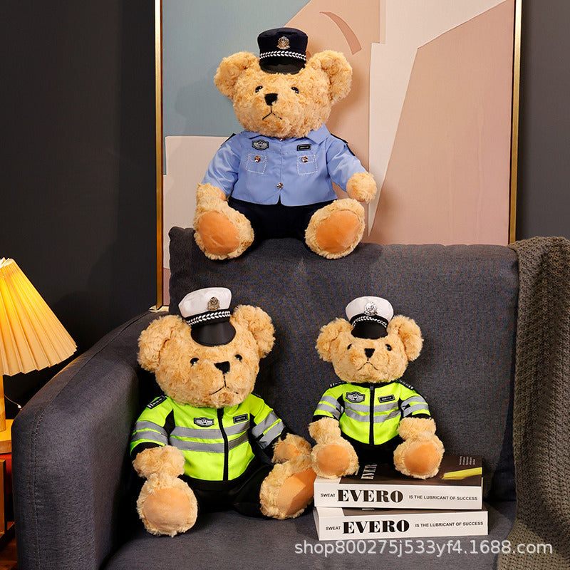 Police Fire Bear Plush Toy Teddy Doll for Kids Gift Cute Soft