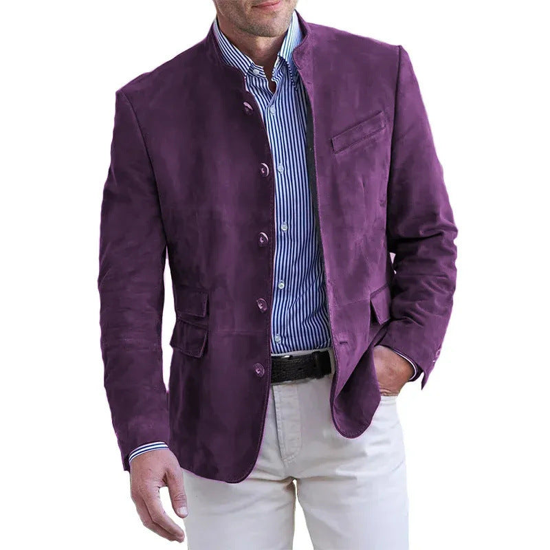 Men’s Casual Suede Blazer – Autumn & Winter Business Style