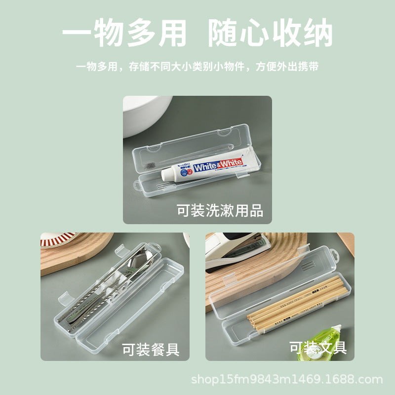 Transparent Travel Cutlery Box – Spoon, Fork & Lid