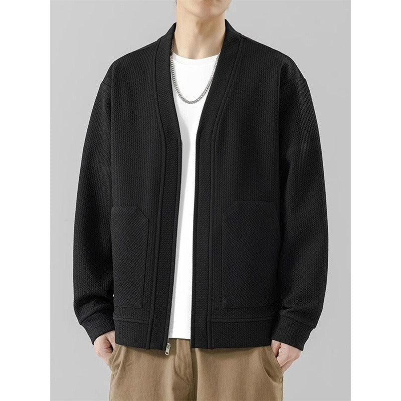 Men’s Loose V-Neck Knitted Sweater Jacket Autumn Winter