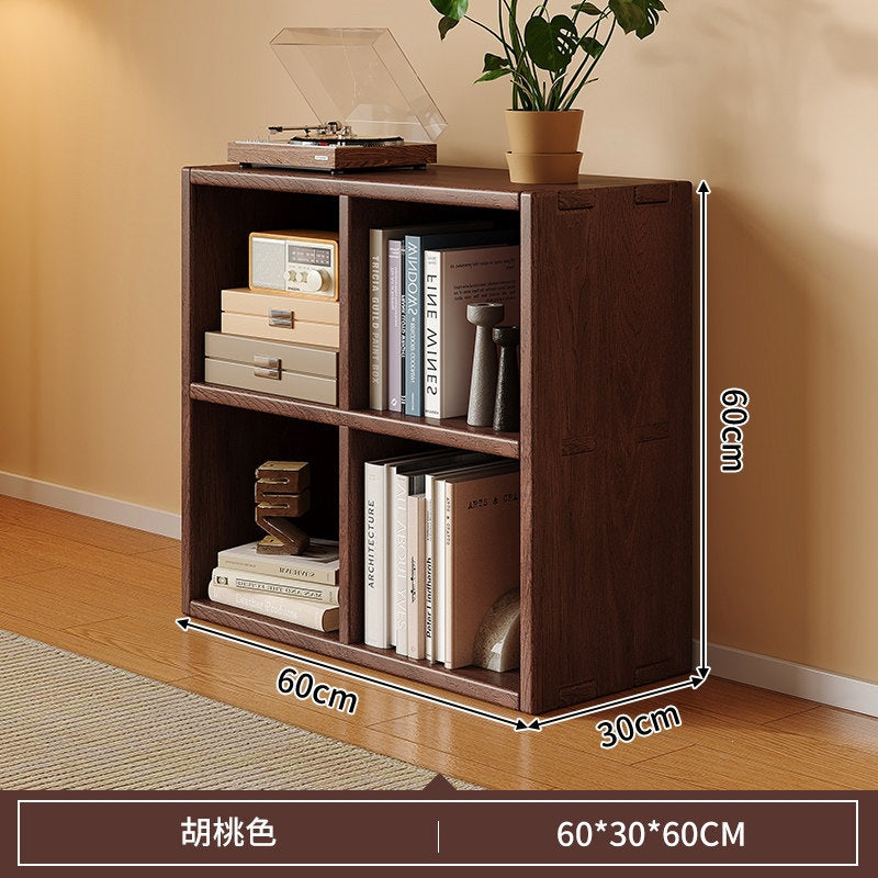 Walnut Solid Wood Low Bookcase Storage Cabinet