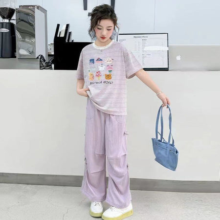 Girls Cartoon Pants Summer Two-Piece Set – Baby & Children's Outfits – Image 6