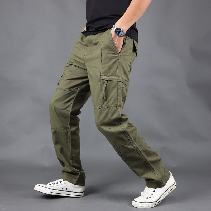 STOCK-Men’s Cotton Cargo Pants Loose Plus Size