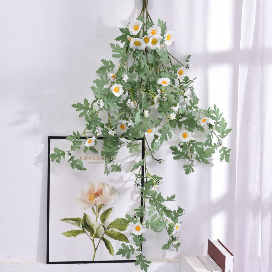 Artificial Six-Pronged Chrysanthemum Vine Rattan Wall Decor
