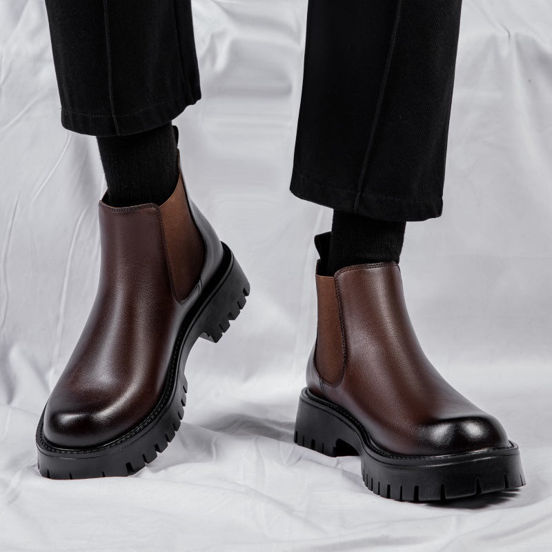 Men’s Winter Genuine Leather British Style Chelsea Boots