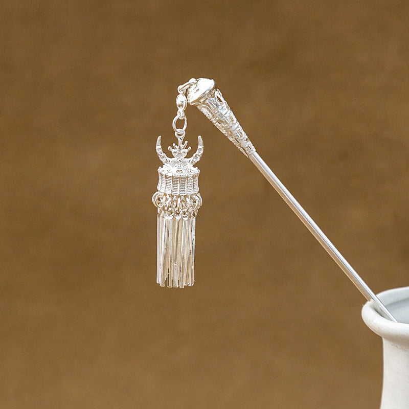 Ethnic Tassel Hairpin for Women – Geometric Hanfu Style