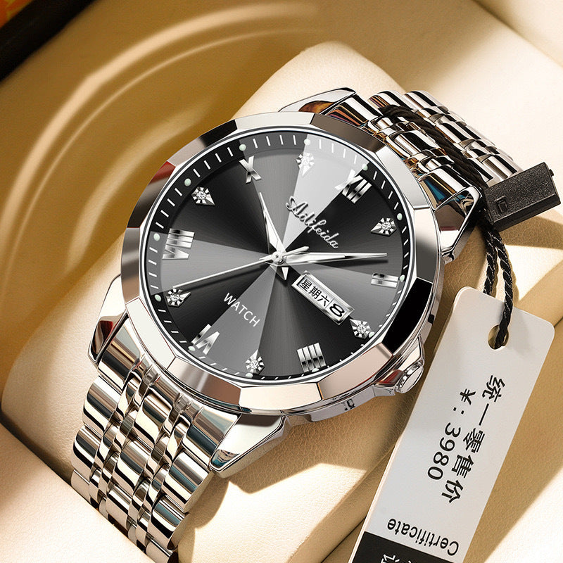 STOCK-Men’s Diamond Mirror Waterproof Luminous Watch – Stylish &