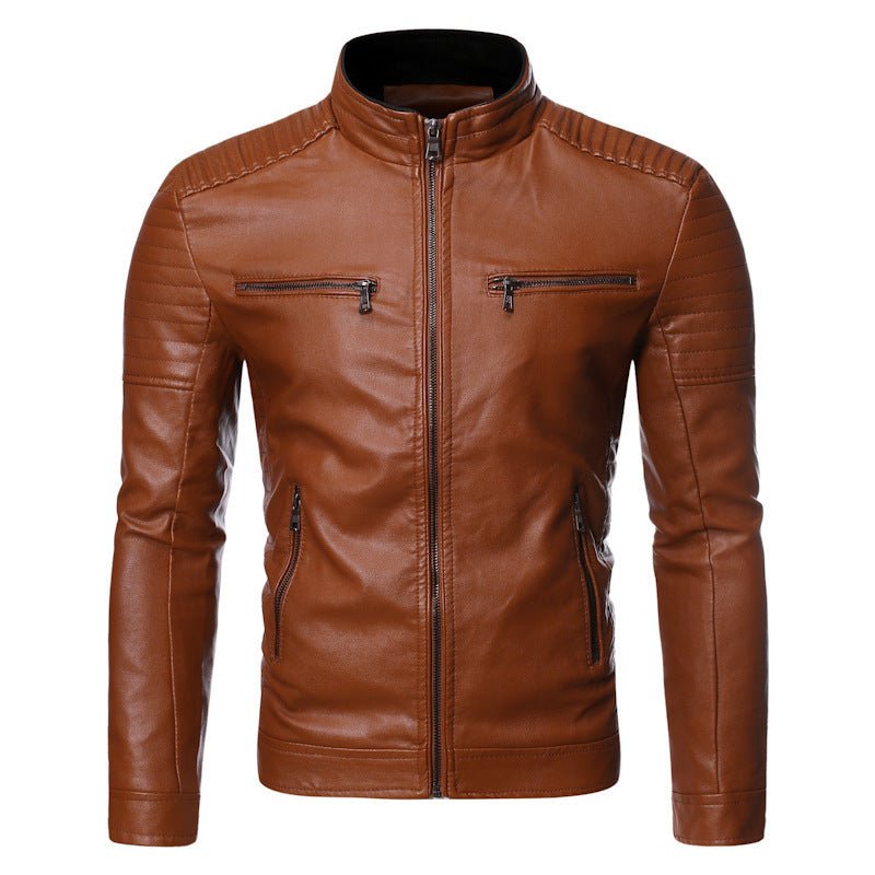 Spring Autumn Men’s Leather Jacket | Plus-Size Motorcycle Style