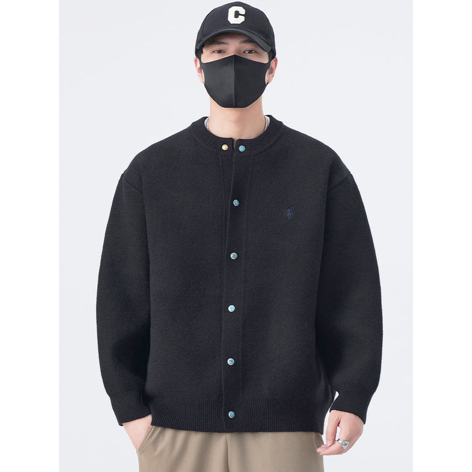 Autumn Winter Men's Embroidered Cardigan Sweater Jacket