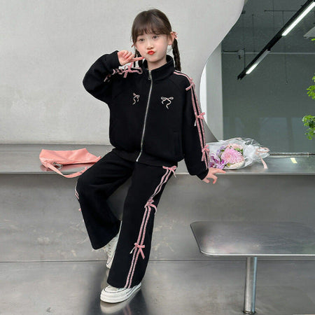 Girls Korean Cardigan Sports Two-Piece Set – Casual Kids Fashion Nepal | Tudoholic