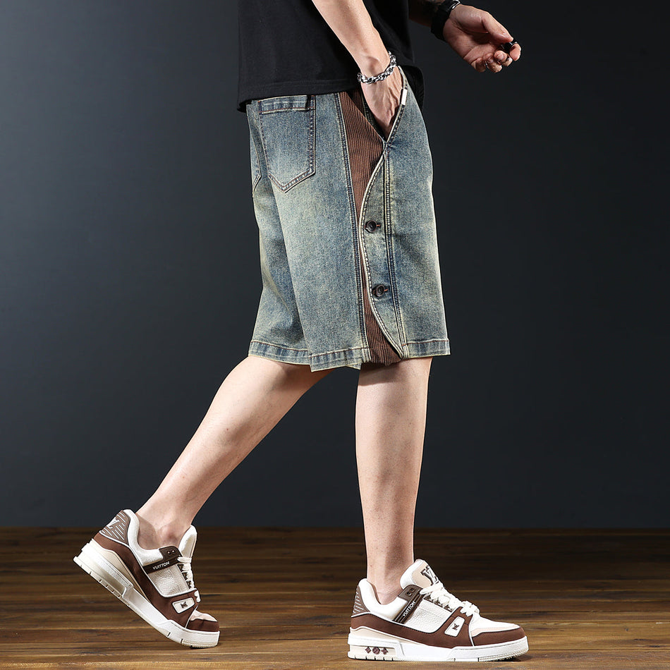 Men’s Retro Workwear Denim Shorts Loose Summer Style