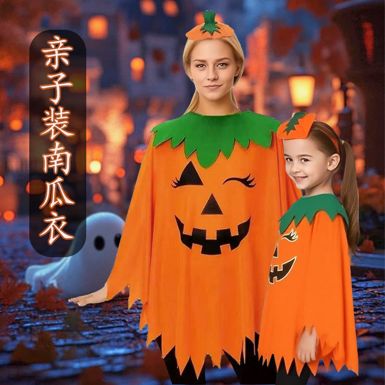Cross-Border Halloween Cloak – Adult & Children Pumpkin Stage