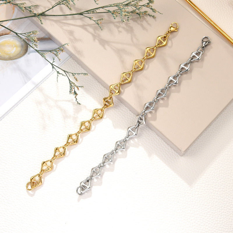 Titanium Steel Rhombus Chain Bracelet – Unisex Stylish Jewelry