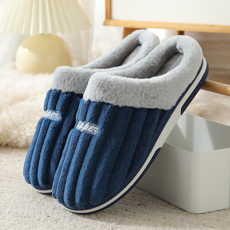 Winter Couple Slippers – Warm Indoor Non-Slip Plush Home Shoes