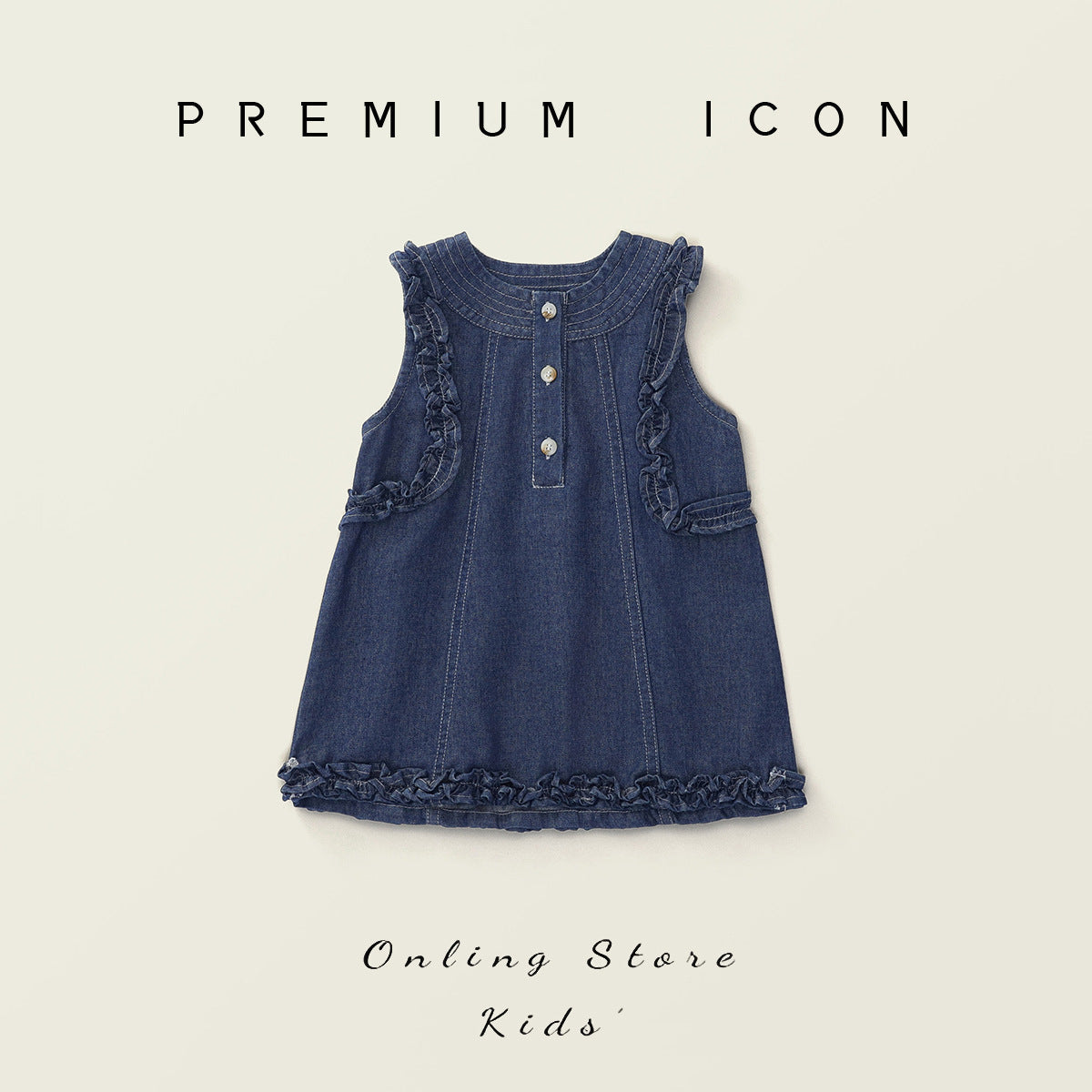 Girls Sleeveless Denim Lace Dress Korean Style – Kids Fashion Nepal | Tudoholic
