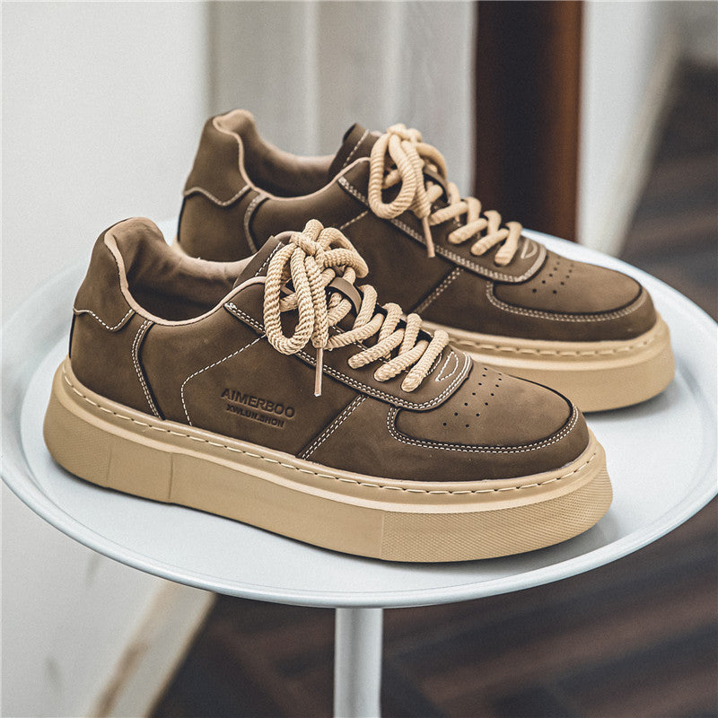STOCK-White Thick-Soled Skate Shoes – Youth Casual Style