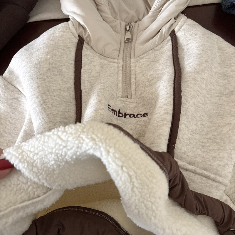 STOCK-Boys' Hooded Fleece Sweatshirt – Autumn & Winter Korean