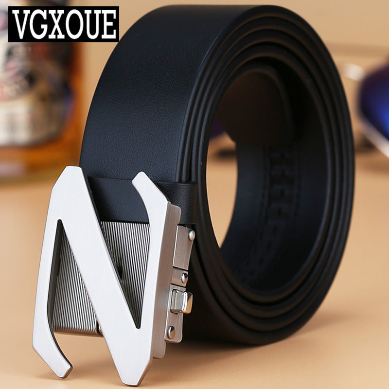 Letter Logo Auto Buckle Belt – Formal & Casual Men