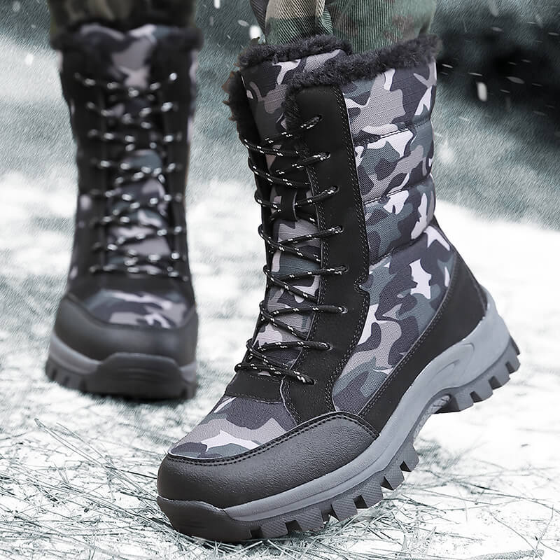 2025 Black Camouflage Snow Boots – Warm Non-Slip High-Top Hiking