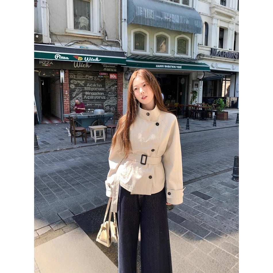 Korean Style Short Windbreaker Stand Collar Casual Jacket