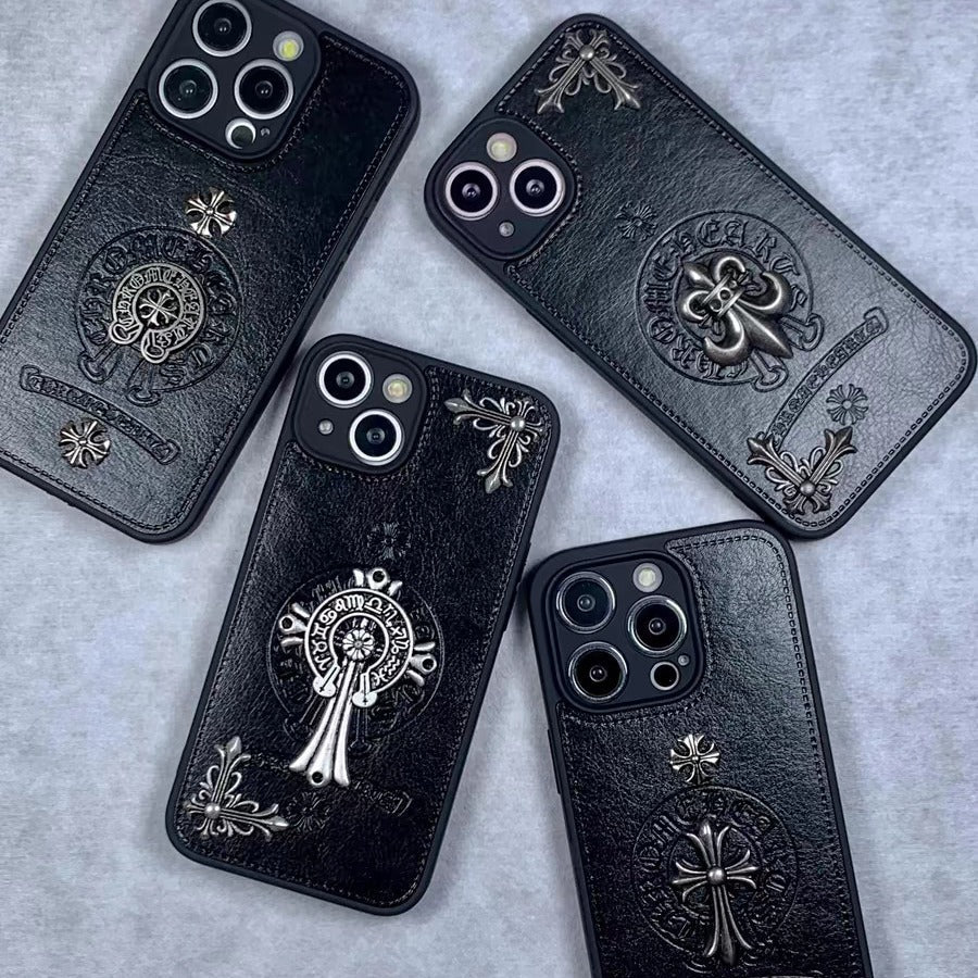 STOCK-3D Metal Cross Design Case for iPhone 13 Plus–16 Pro