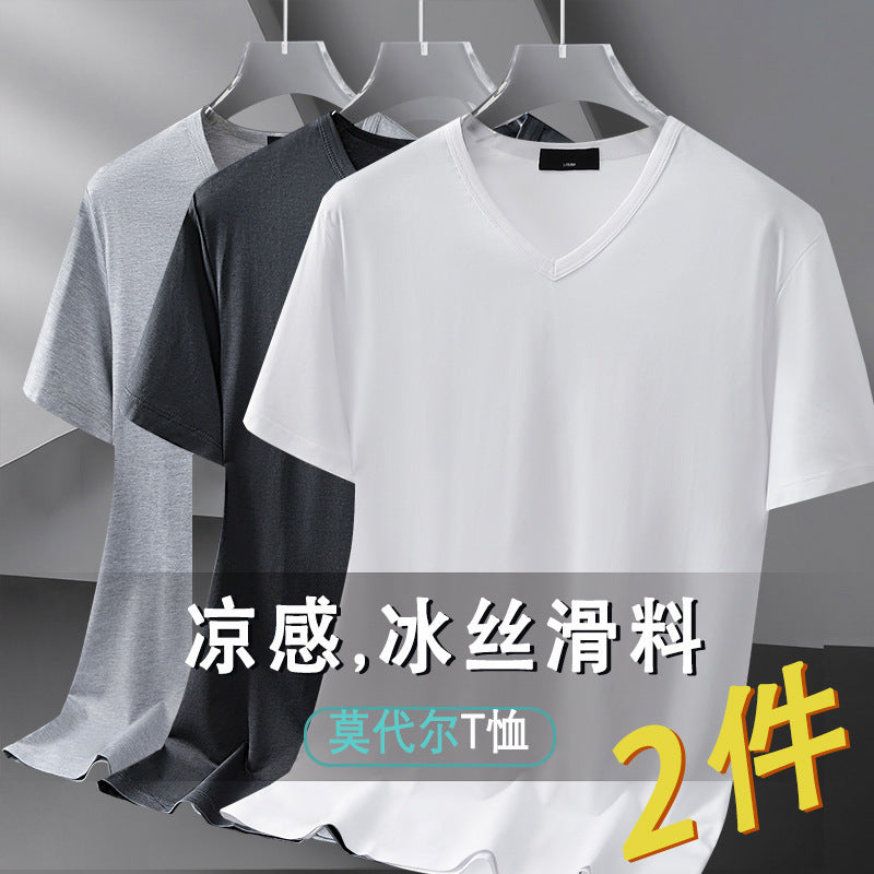 Men’s Modal Ice Silk Quick-Dry V-Neck T-Shirt