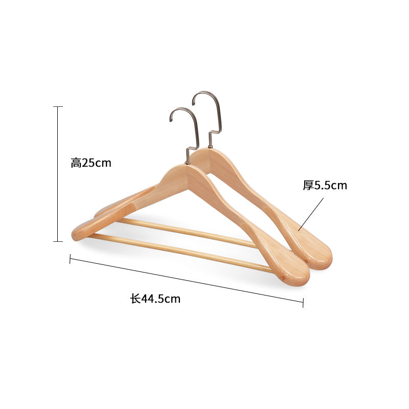 Wide-Shoulder Solid Wood Suit Clothes Hanger Anti-Deform