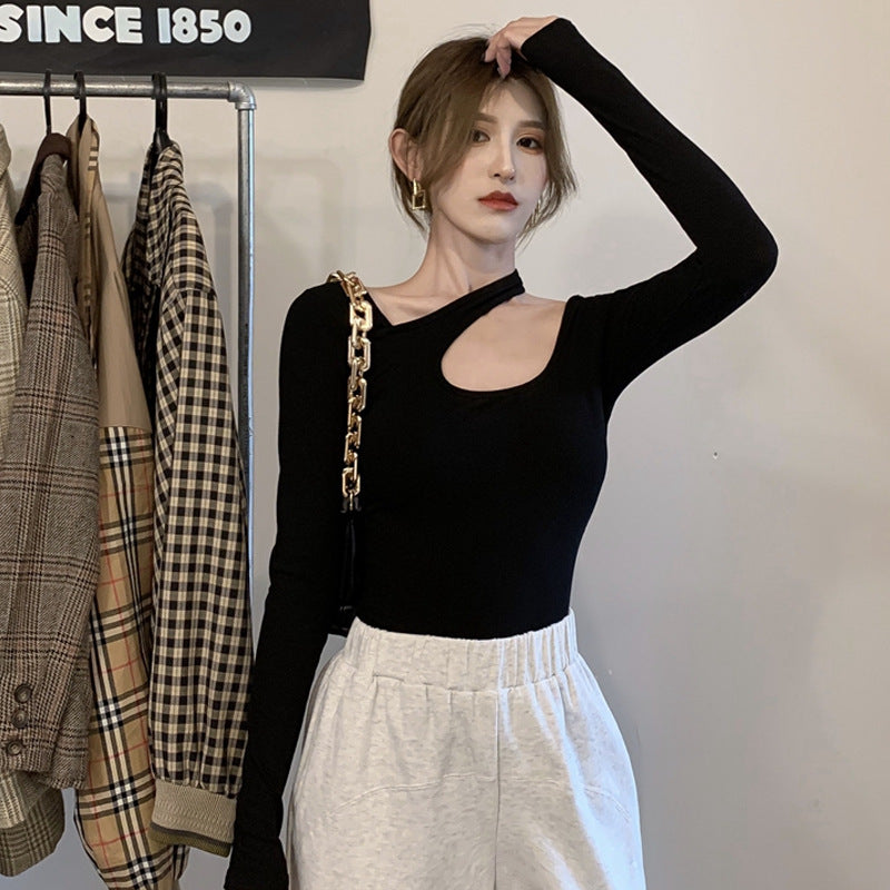 Halter Neck Slim-Fit Long Sleeve Base Top