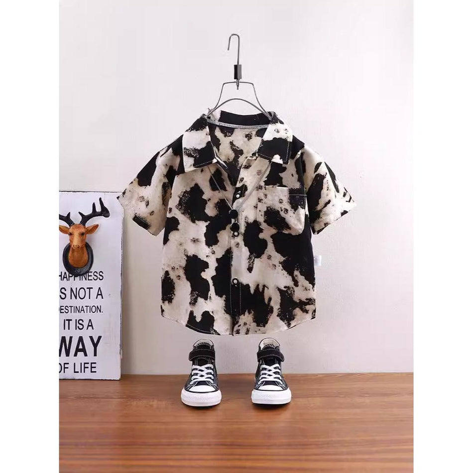 Boys Summer Short Sleeve Casual Shirt Hong Kong Style