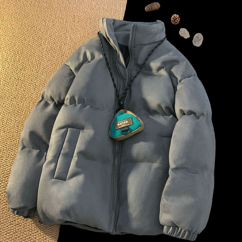 INSTOCK-Men’s Suede Down Cotton Jacket – Cold-Proof Winter Coat